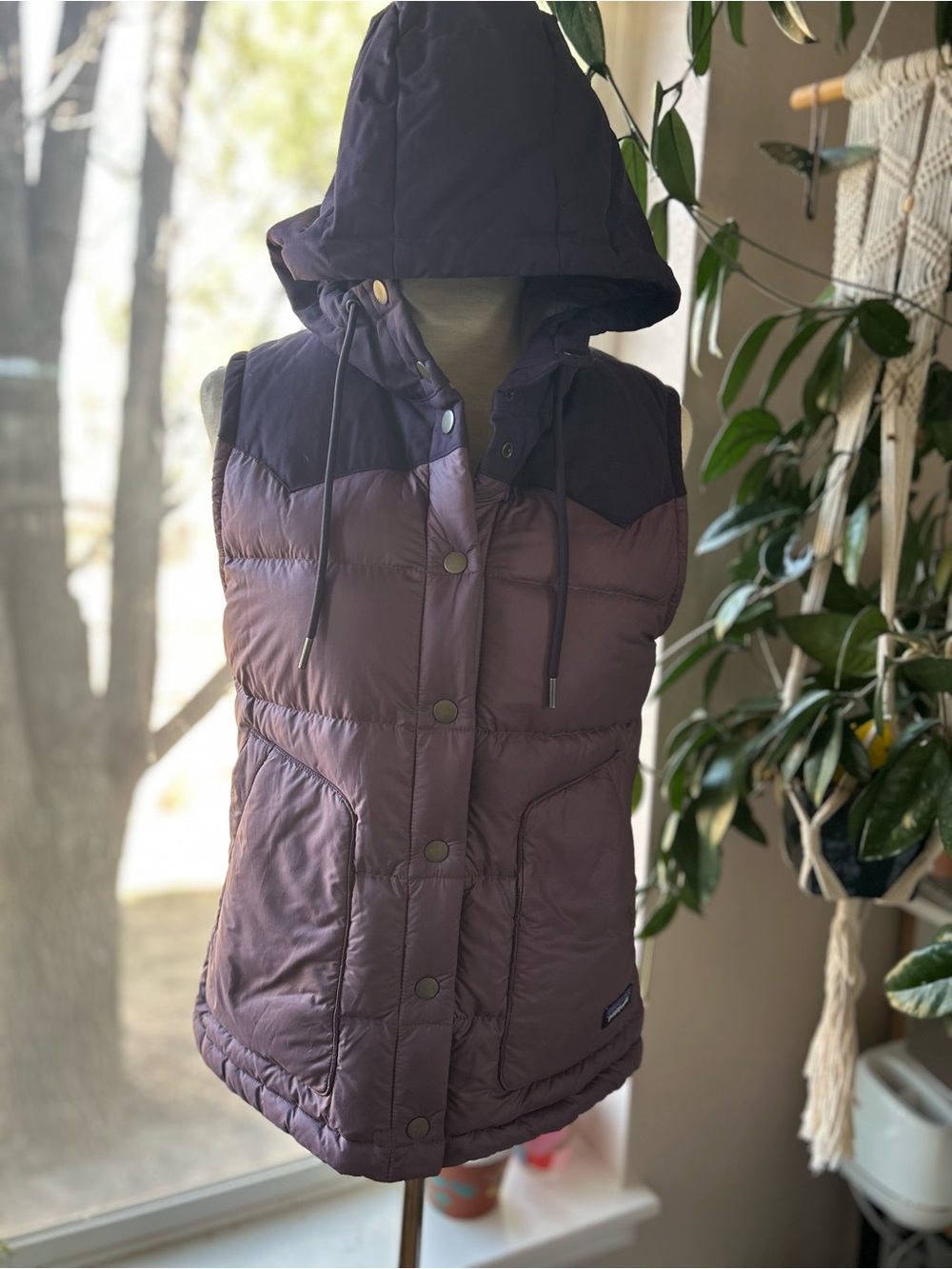 Patagonia Plum Hooded Puffer Vest - Women's Purple Sleeveless Jacket